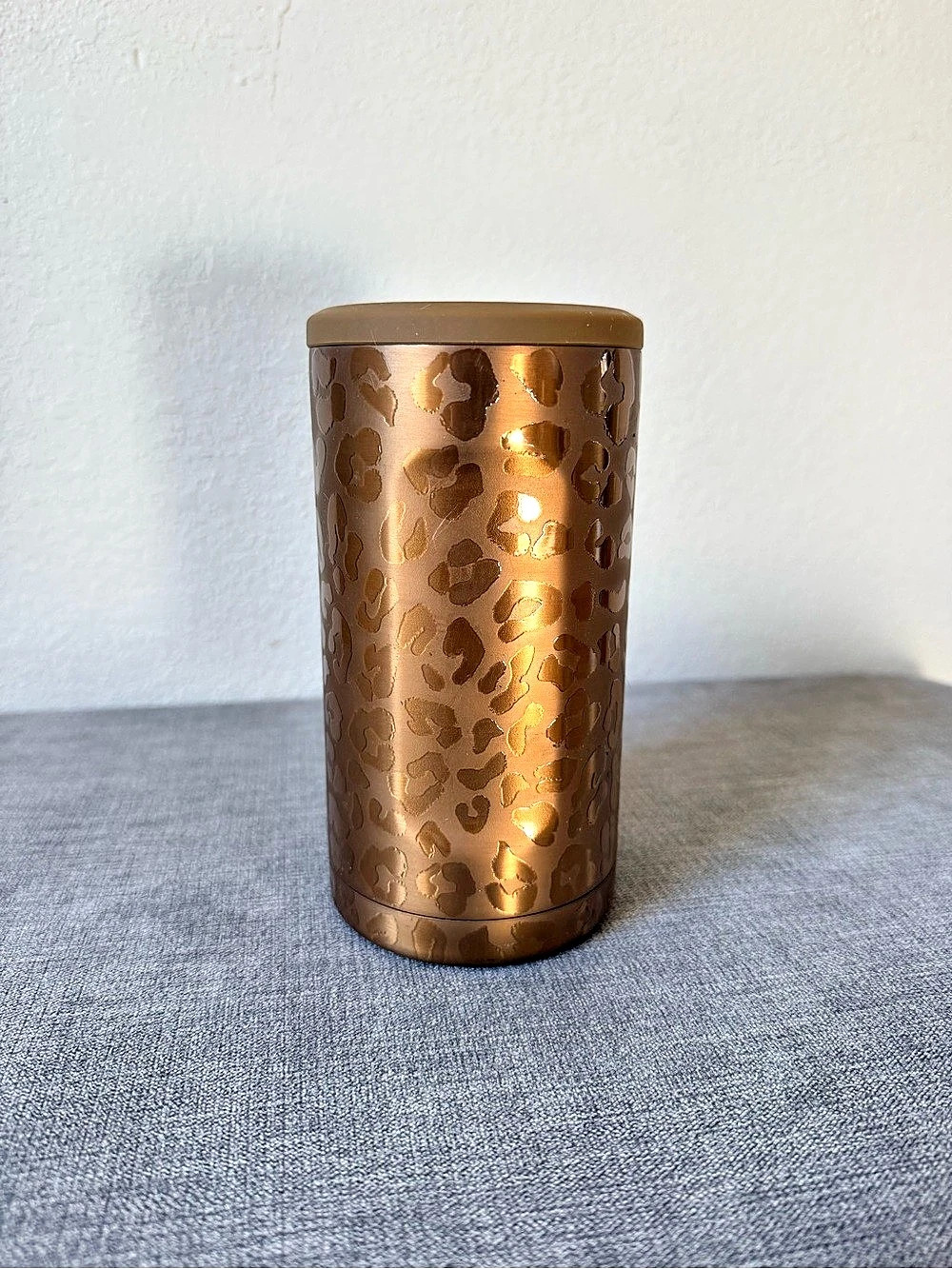 BruMate Hopsulator Leopard Print Can Cooler Gold